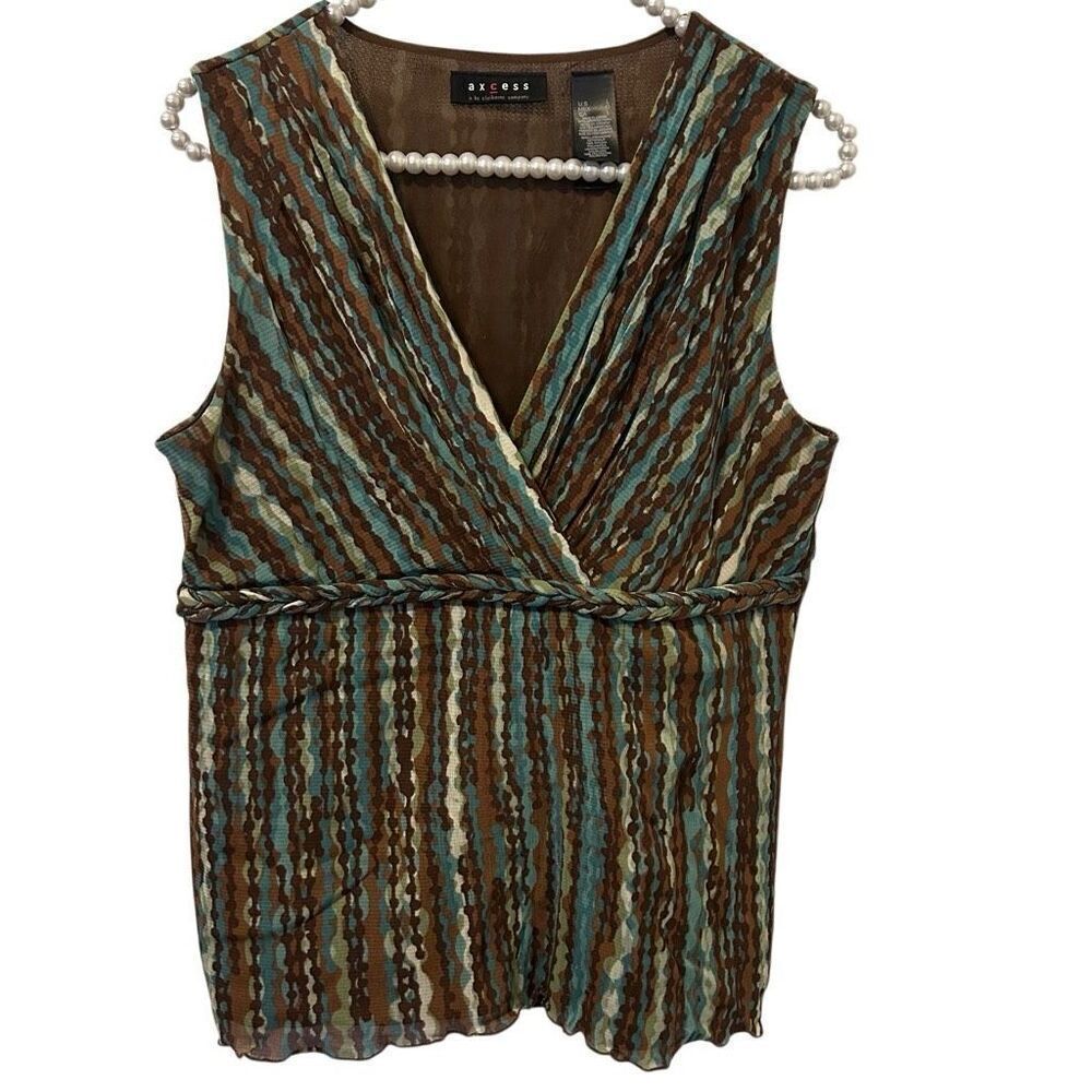 Axcess Babydoll Tank Top Size L striped Chiffon Empire Waist Y2K boho 70s peasan